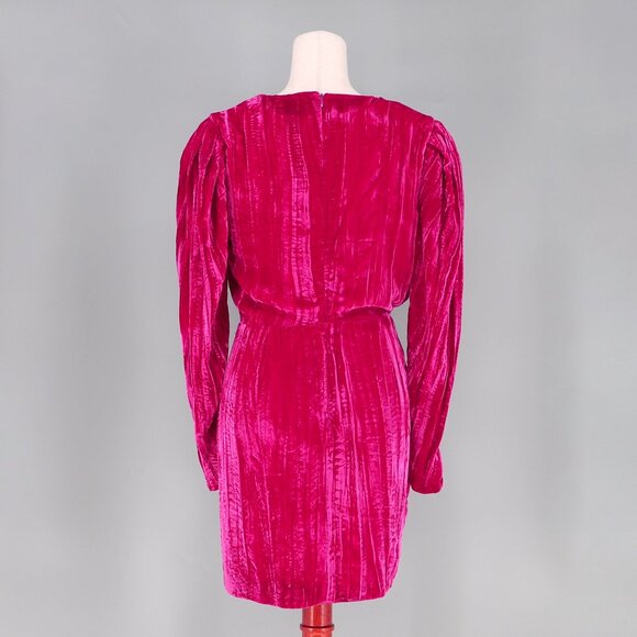 NWT LOVERS & FRIENDS Kimora Crushed Velvet Mini Dress Magenta Pink Size M - Picture 6 of 10